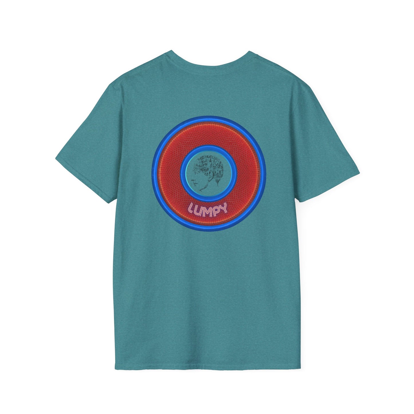 Classic Donut Tee - Unisex Soft-Style - "The Lumpy Donut" - variant 1 - red/blue donut
