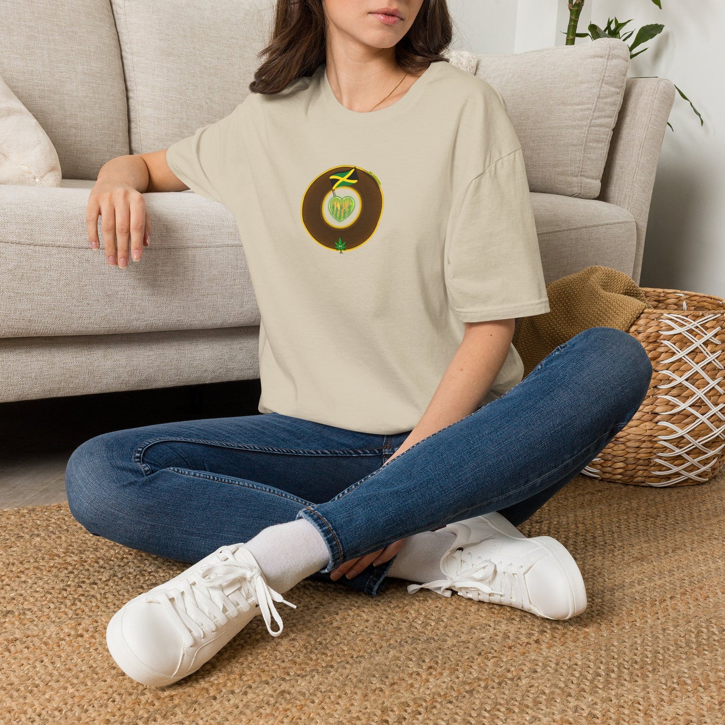 Classic Donut Tee - Unisex Soft-Style - "Jah Volunteers Protect Jah Love... and donuts!" - vivid brown/gold donut