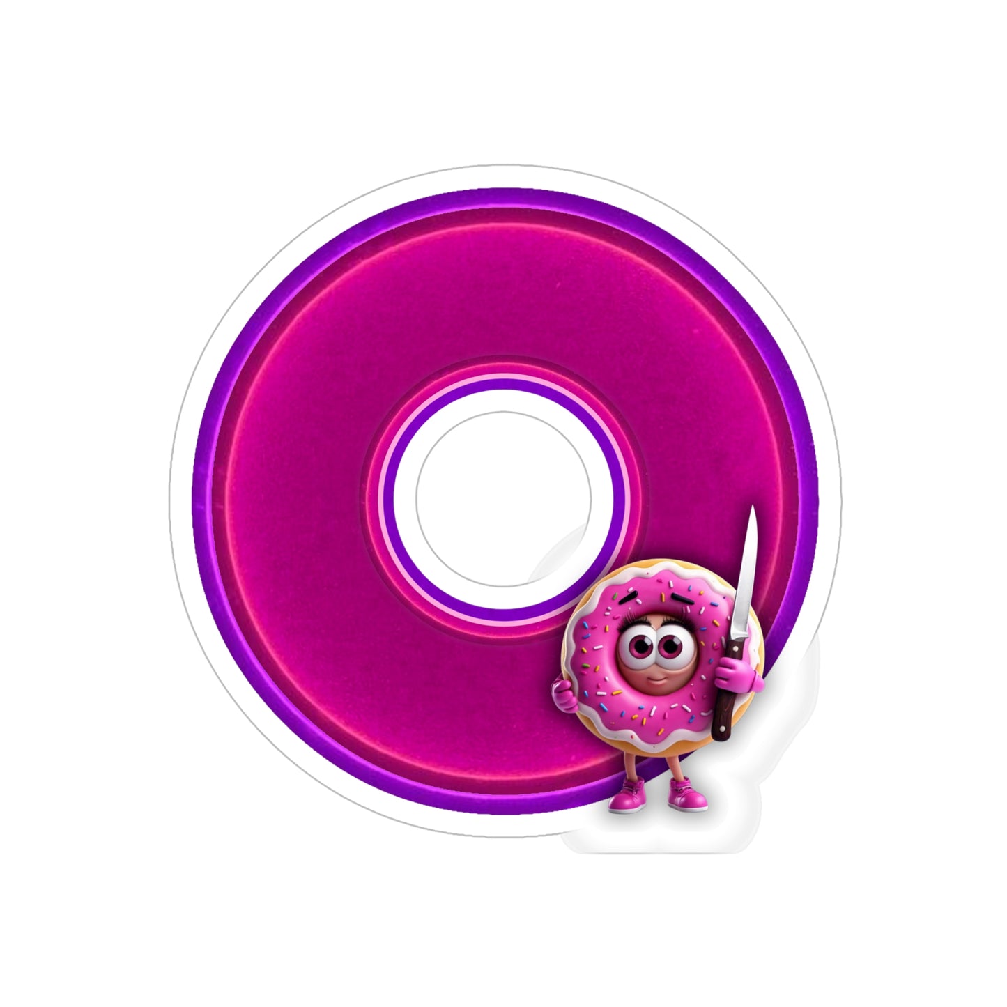 Donut Bumper/Outdoor Sticker - "My Friend the Donut" - series 1.0 - variant 3 - magenta donuts - [Die-Cut] 6"x 6"