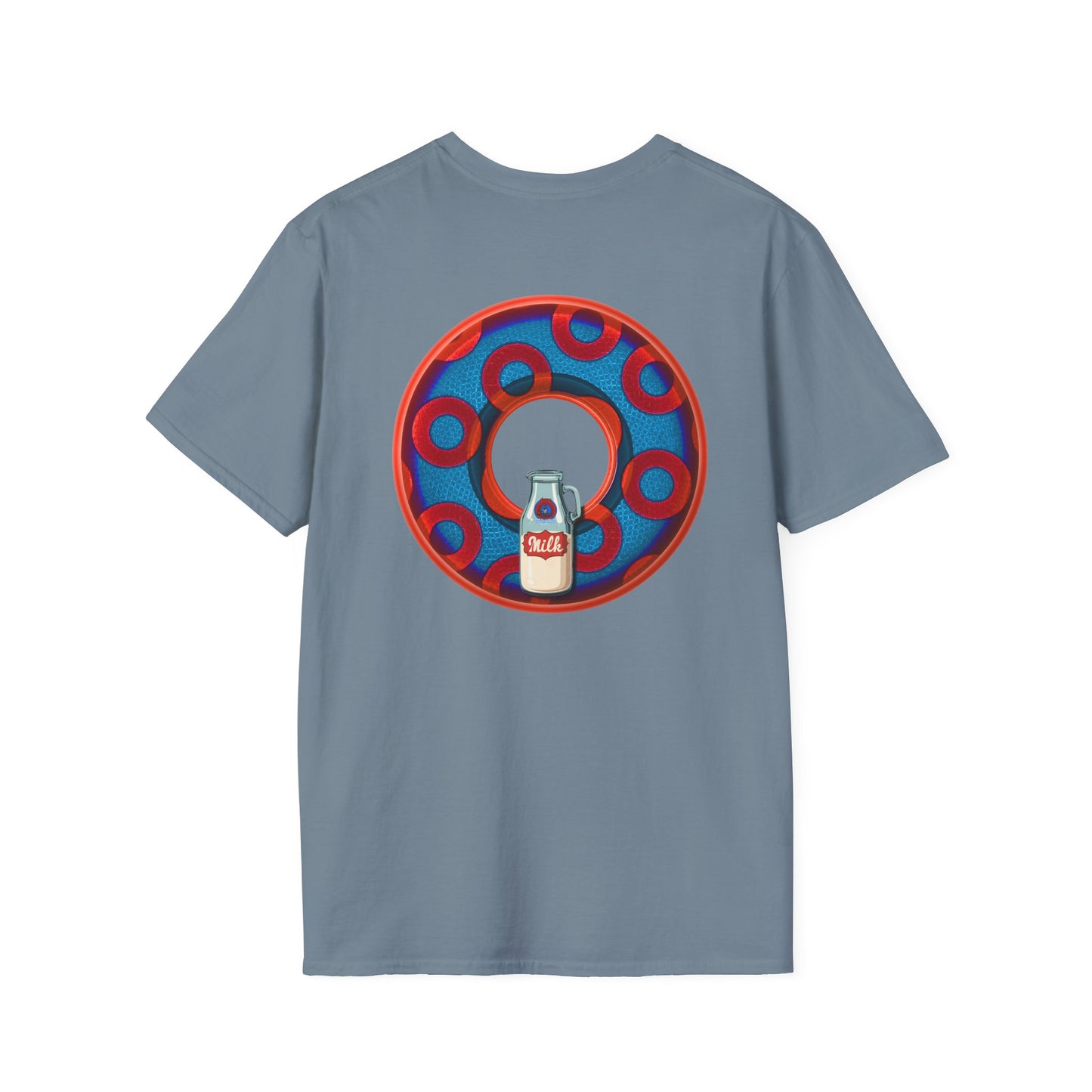 Classic Donut Tee - Unisex Soft-Style - "Wooked Cream - YEMSG Donut " - blue/red rustic paradox donut - variant 1