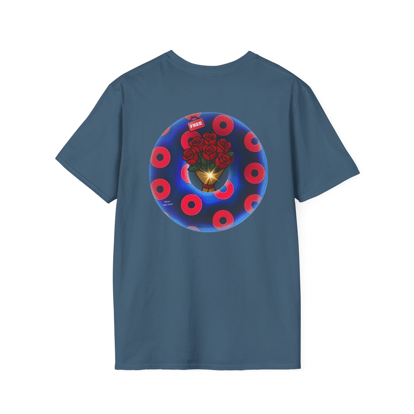 Classic Donut Tee - Unisex Soft-Style - "Donuts of Phreedom" - red/blue paradoxical blimpy donut