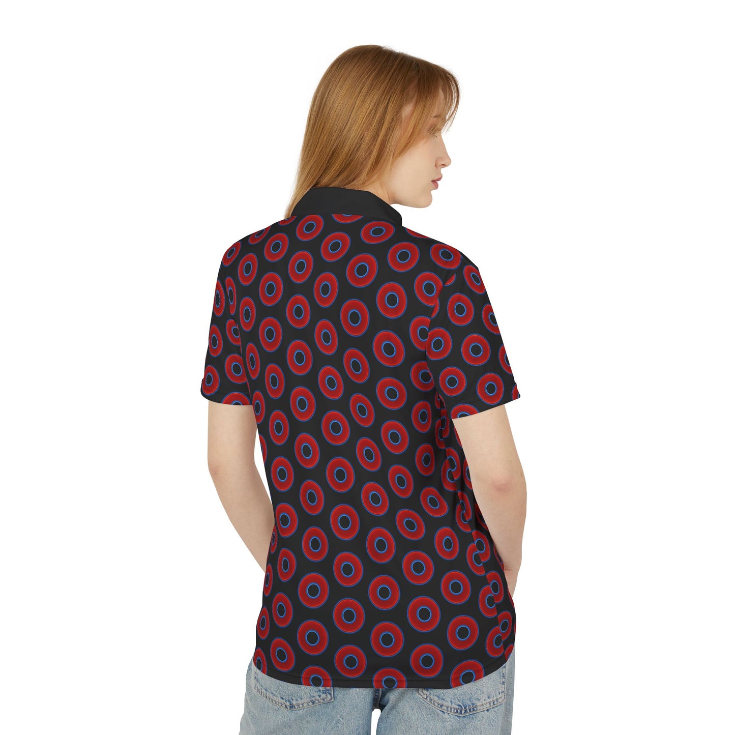 AOP Donut Polo - vivid donut print w/black background [unisex]