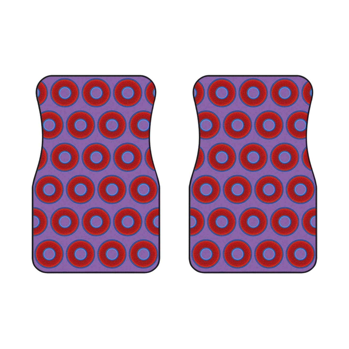 Contacted Car Mats - Set of 2/Front - vivid donut print w/light purple background