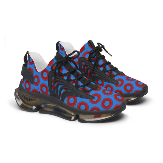 Women's Donut Kicks - red vivid donut print w/light royal blue background
