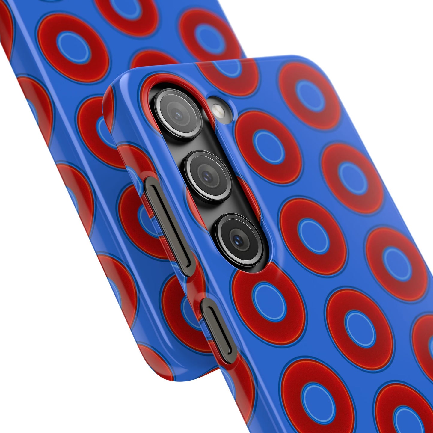 Lumpy Donut Snap Case - red vivid donut print w/medium royal blue background
