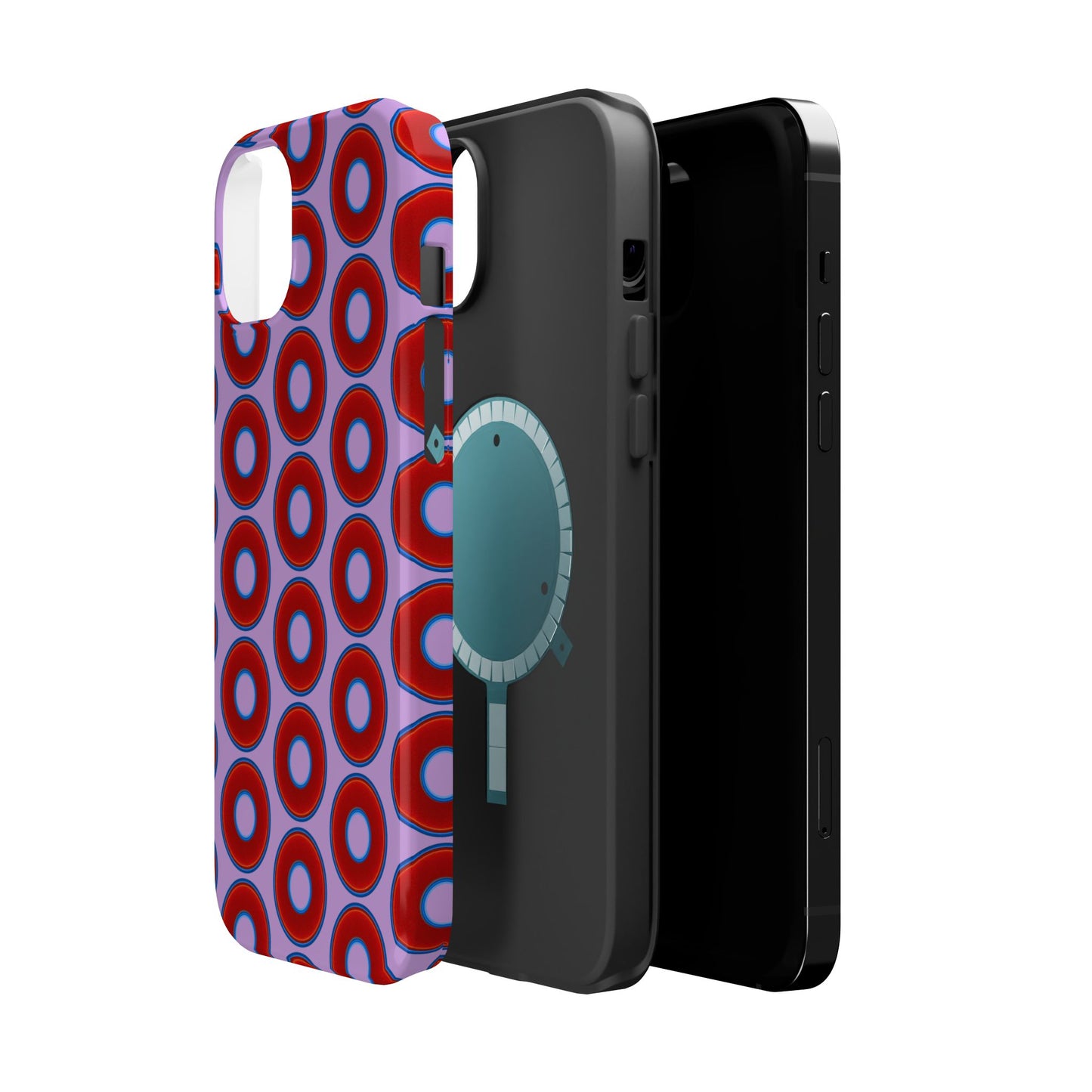 Magnetic Tough Donut Case - red vivid donut print w/wisteria purple background