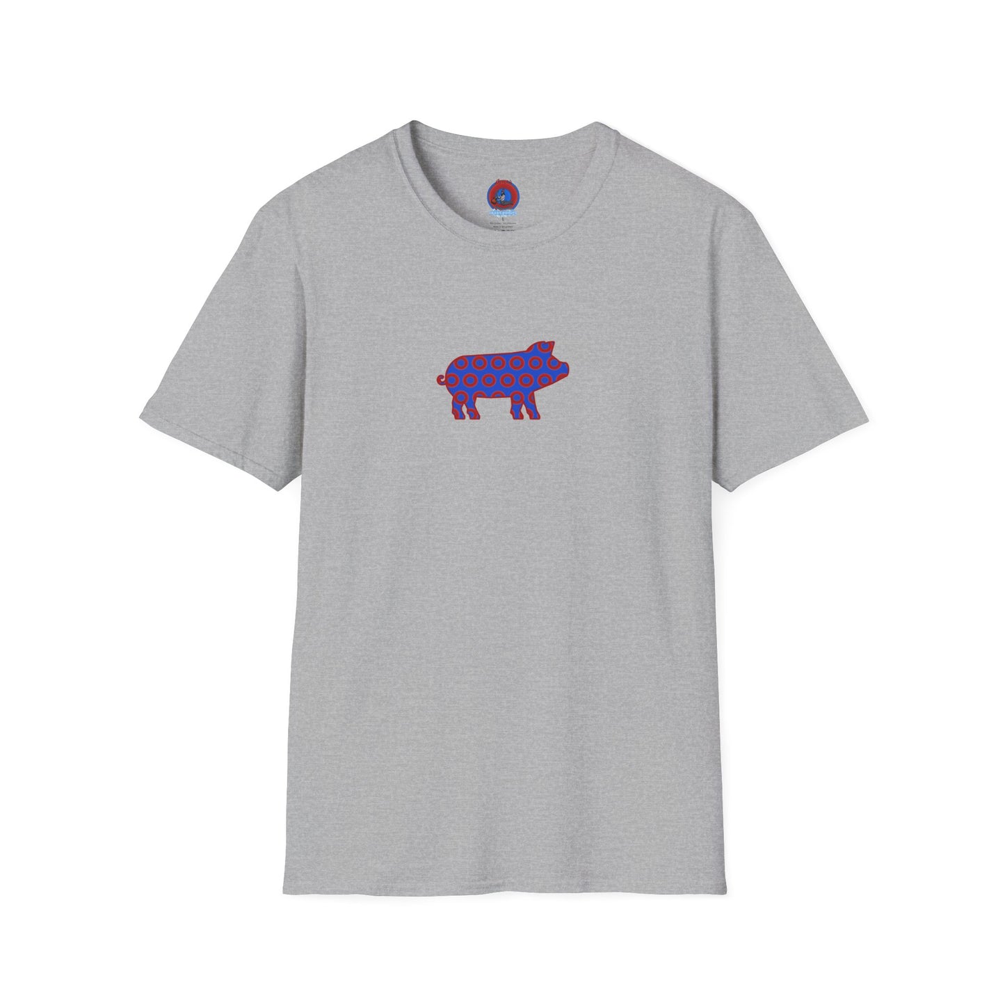 Classic Donut Tee - Unisex Soft-Style - "Guyute's Ugly Donut" - vivid red/blue donut pattern - variant 3