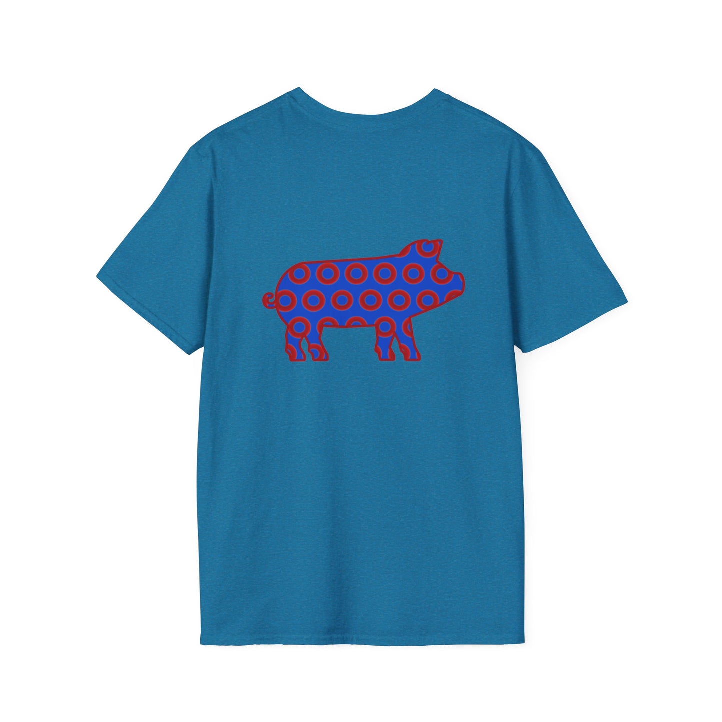 Classic Donut Tee - Unisex Soft-Style - "Guyute's Ugly Donut" - vivid red/blue donut pattern - variant 3