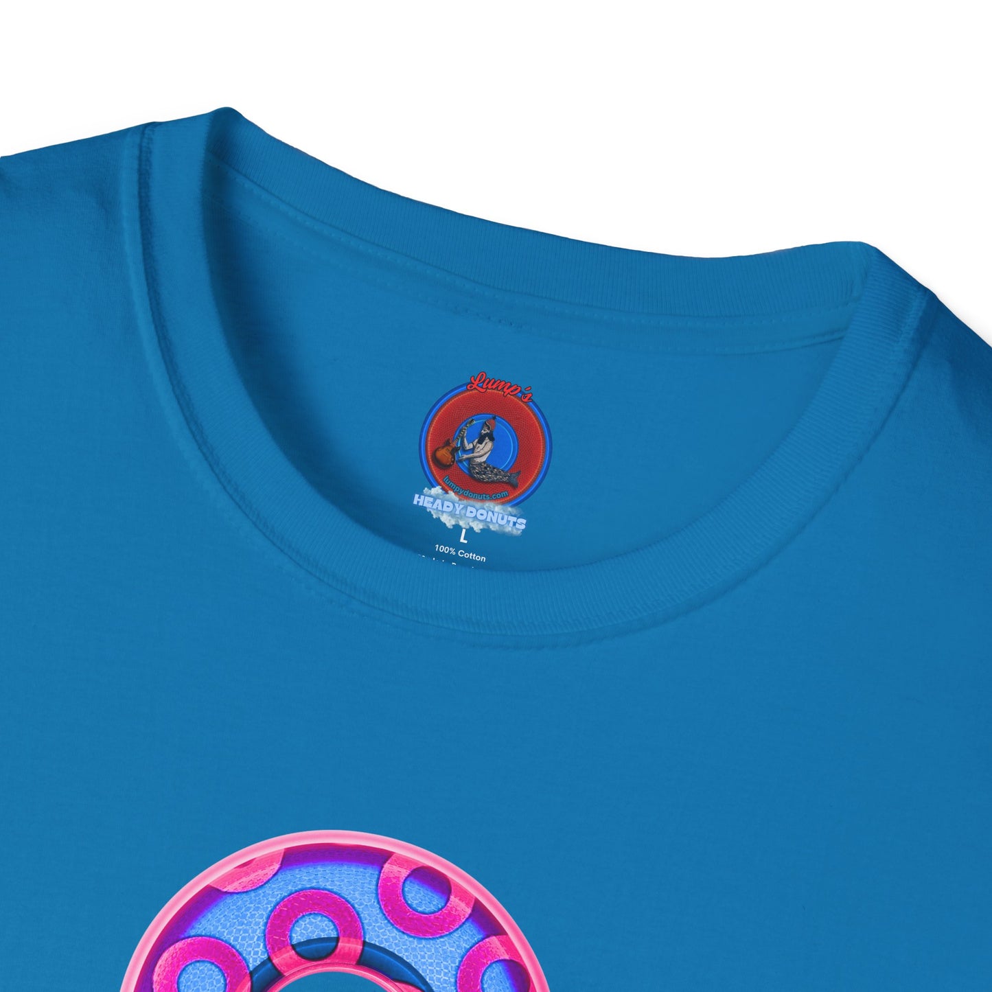 Plain Donuts/Unisex Soft-Style - "Plain Rustic Paradoxical Donuts" - light blue/magenta donuts