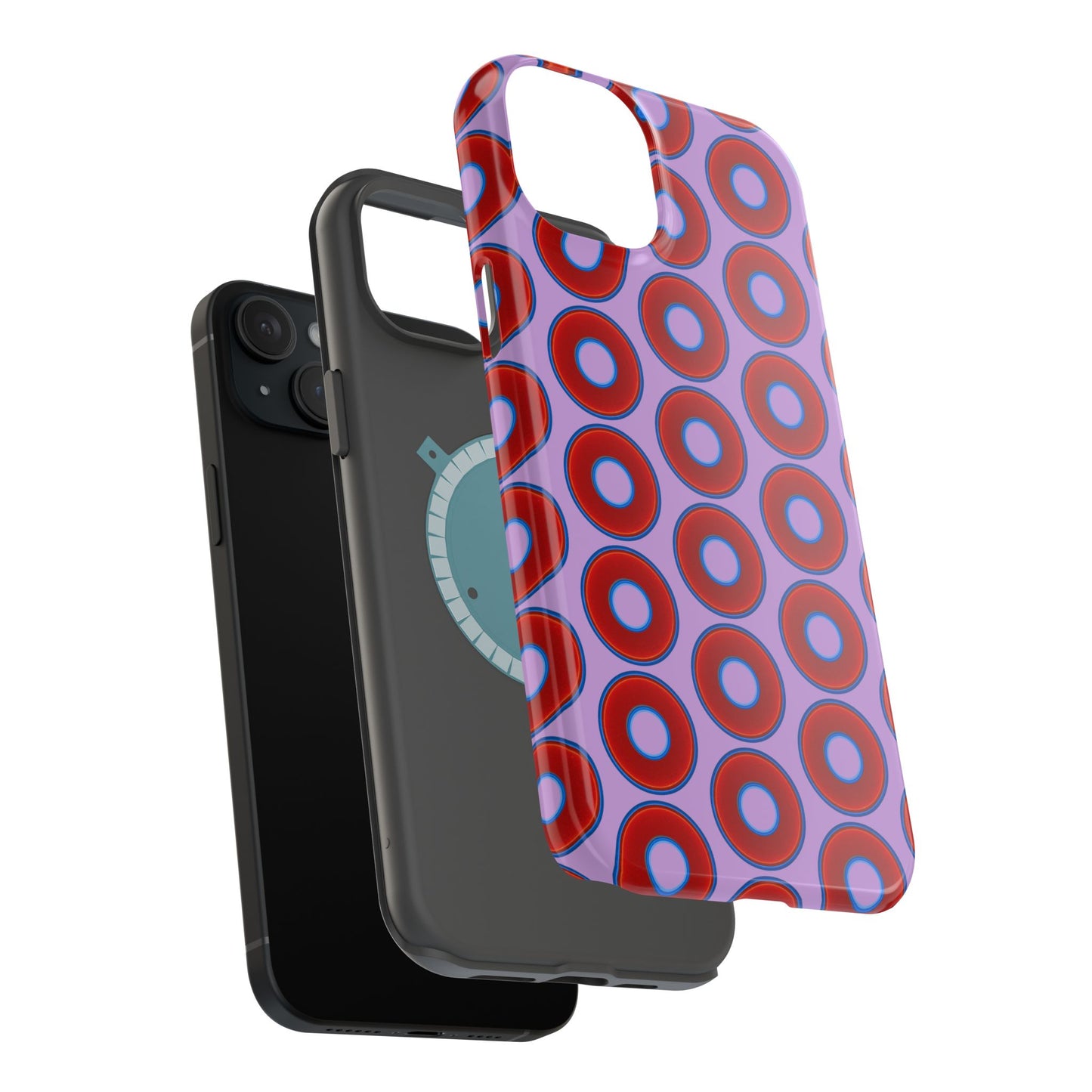 Magnetic Tough Donut Case - red vivid donut print w/wisteria purple background