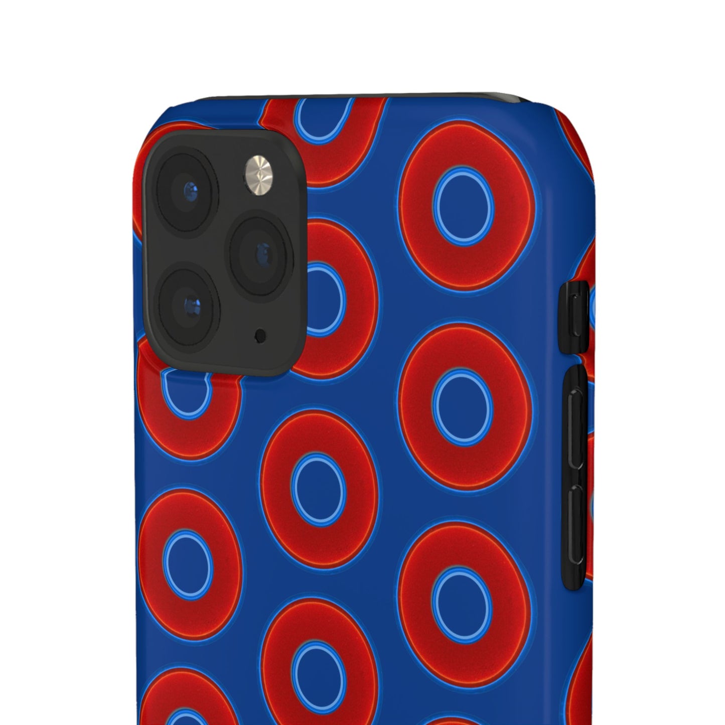 Lumpy Donut Snap Case - red vivid donut print w/dark blue background