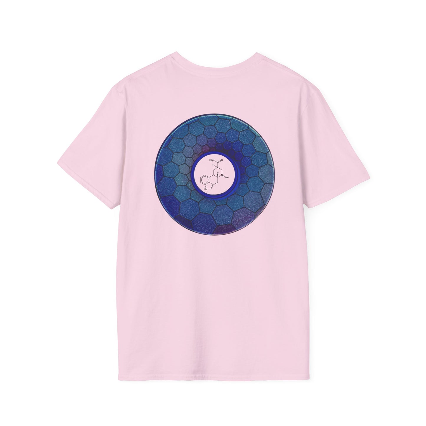 Classic Donut Tee - Unisex Soft-Style - "Dr. Albert Hofmann's Favorite Donut" - series 1.0  - variant 2 - blue hexadonut