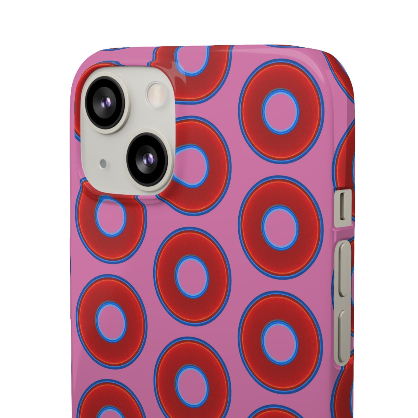 Lumpy Donut Snap Case - red vivid donut print w/light pink background