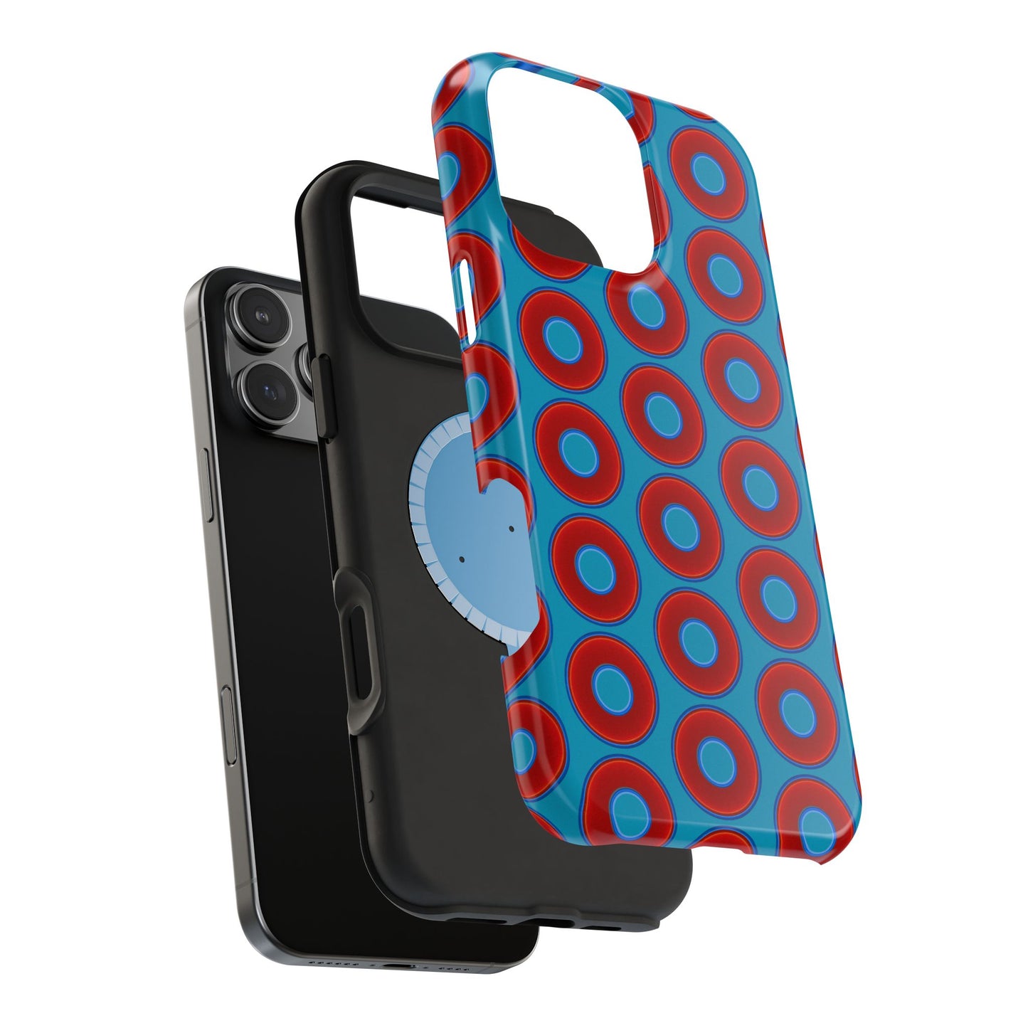 Magnetic Tough Donut Case - red vivid donut print w/aquamarine blue background
