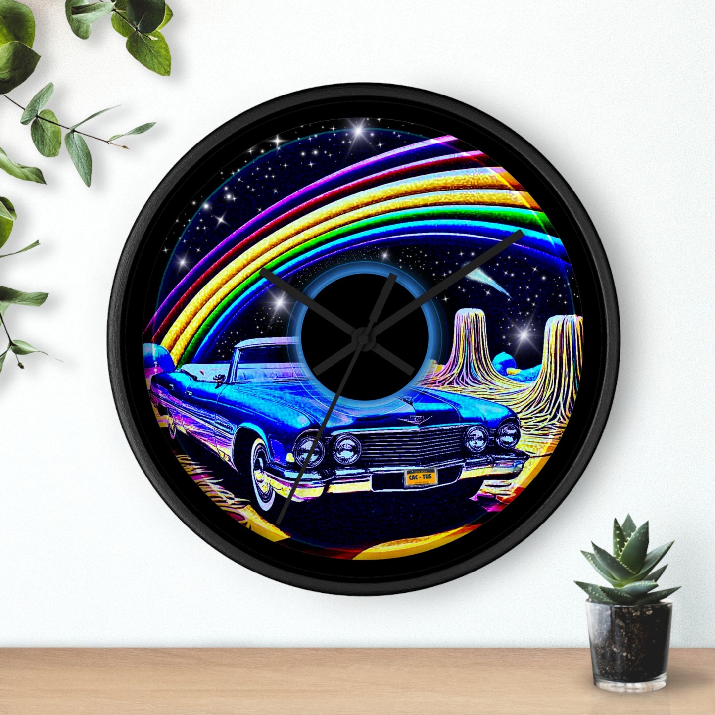 Lumpy Wall Clock - "Halley's Caddy Donut Clock" - space/pic donut dark w/black background