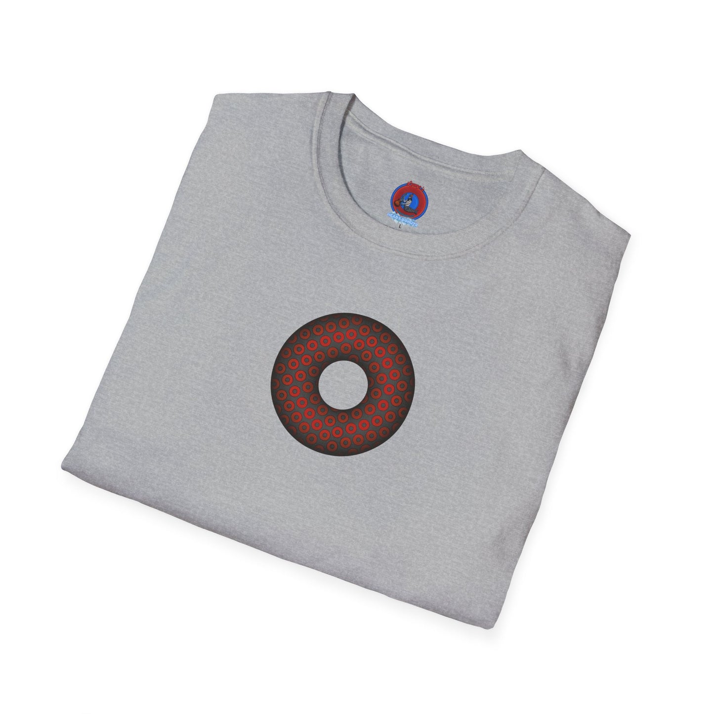 Plain Donuts/Unisex Soft-Style - "Plain Paradoxical Grided Donut" - red/dark gray donuts