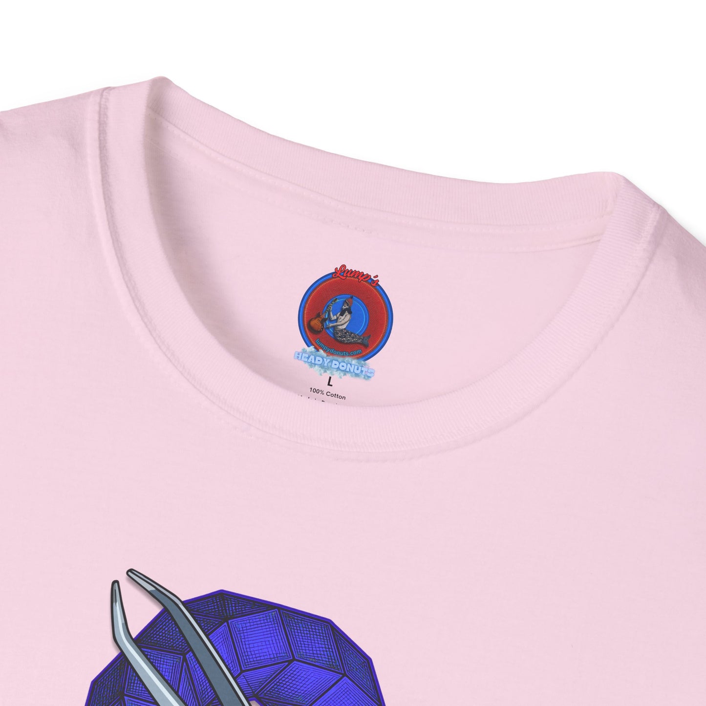 Classic Donut Tee - Unisex Soft-Style - "The Teasing Donut" - rustic dark royal blue cubed donut