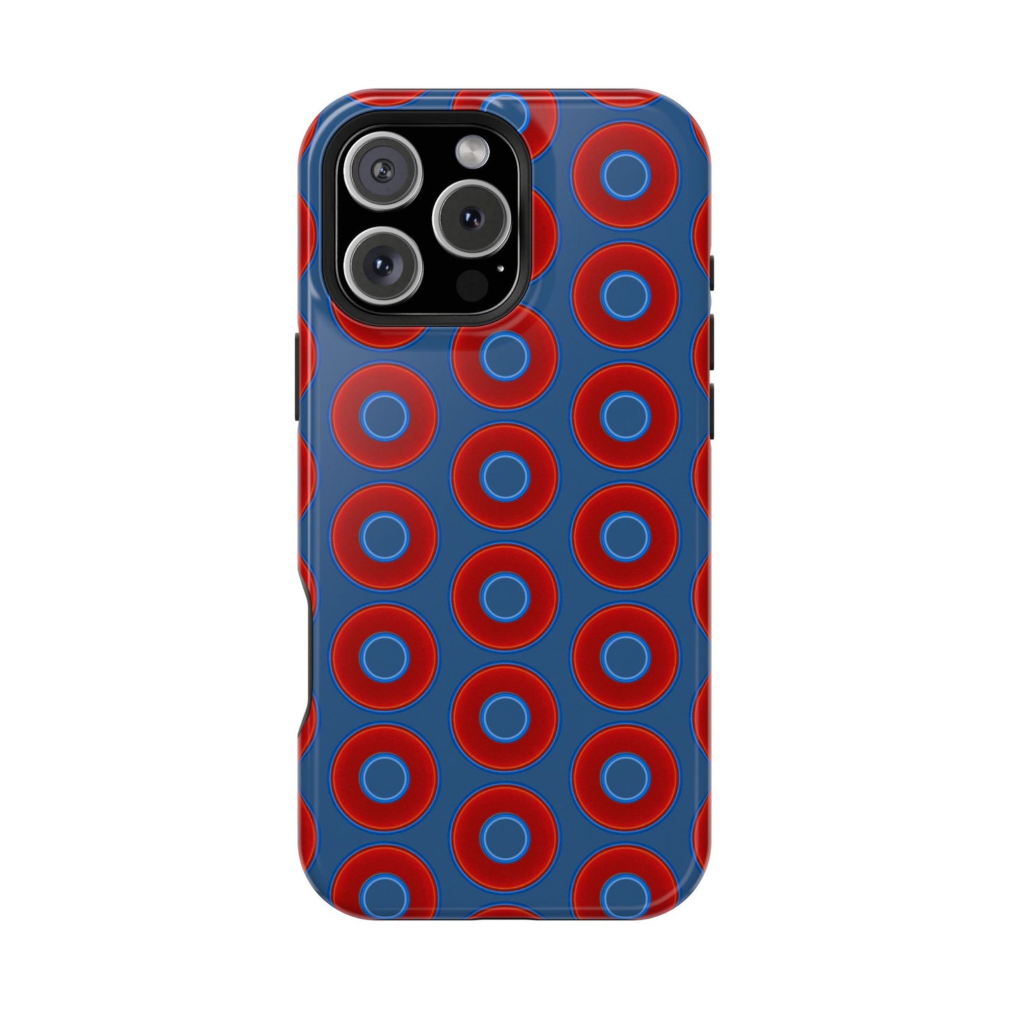 Magnetic Tough Donut Case - red vivid donut print w/light navy blue background