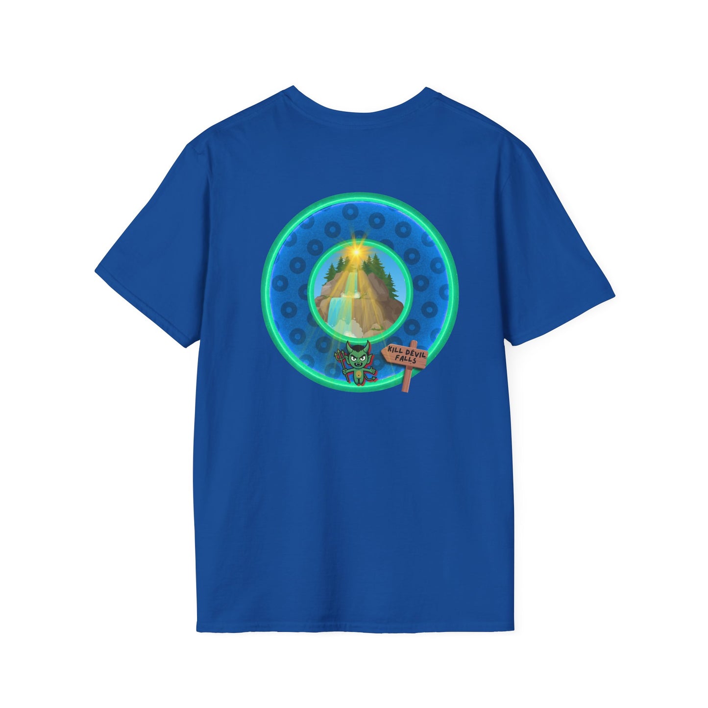 Classic Donut Tee - Unisex Soft-Style - "Devil's Drowning Donuts" - blue/green paradox donut