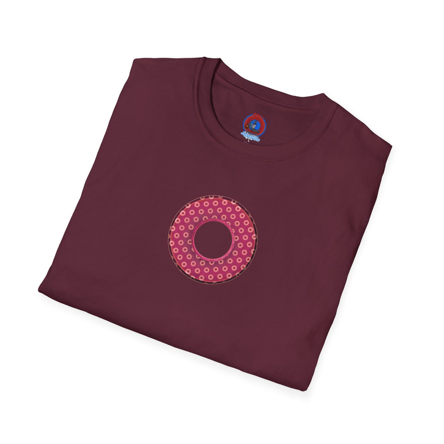 Plain Donuts/Unisex Soft-Style - "Plain Electric Paradoxical Donuts" - dark magenta/coral donuts