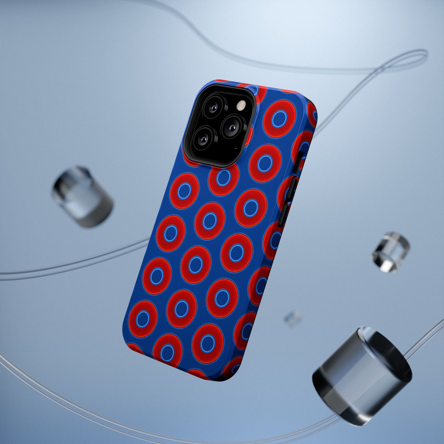 Impact-Resistant Lumpy Donut Case - red vivid donut print w/dark blue background