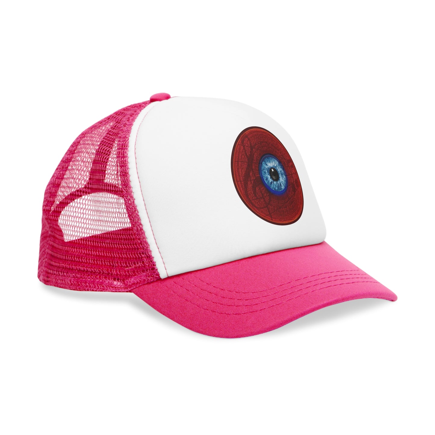 Lumpy Trucker Hat - "Gogli Sees All" - red donut