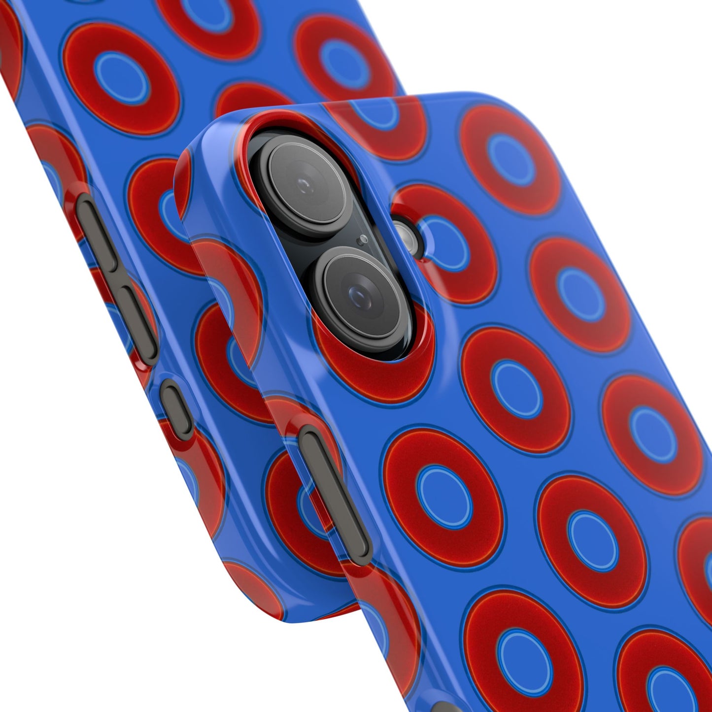 Lumpy Donut Snap Case - red vivid donut print w/medium royal blue background