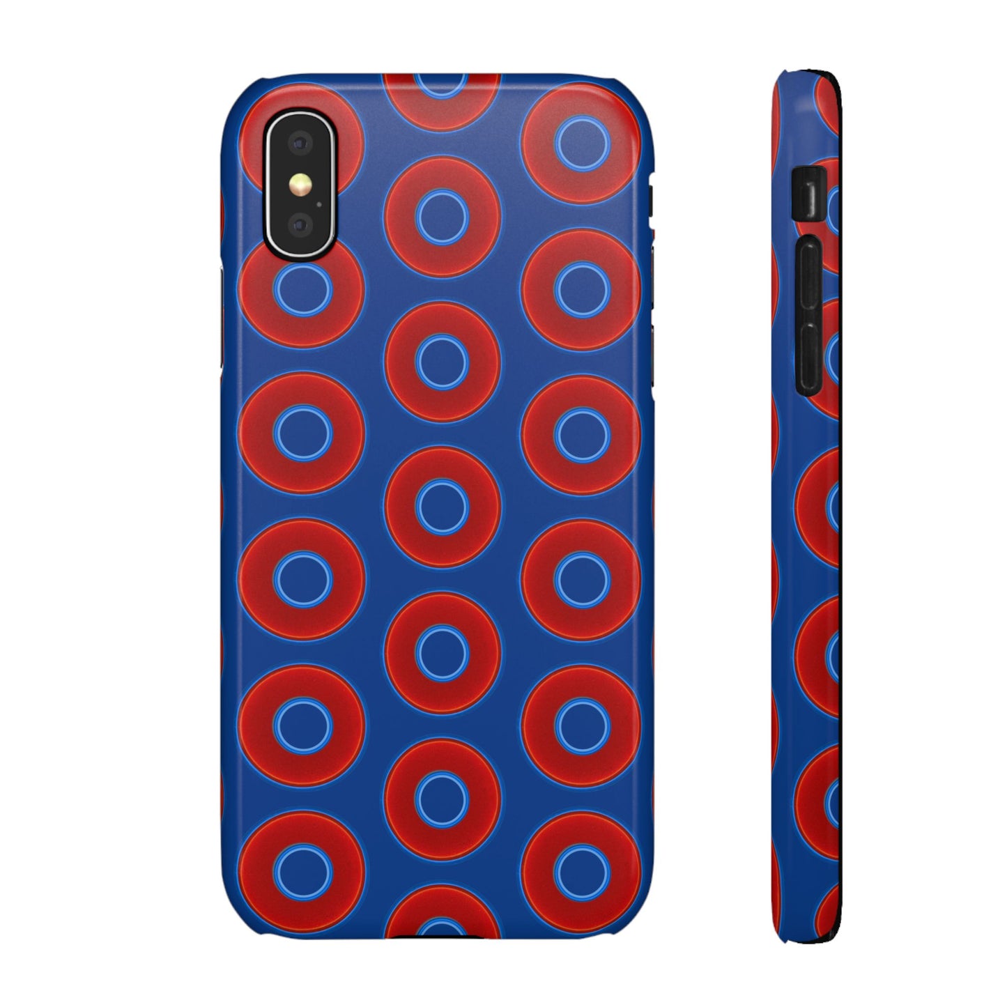 Lumpy Donut Snap Case - red vivid donut print w/dark blue background