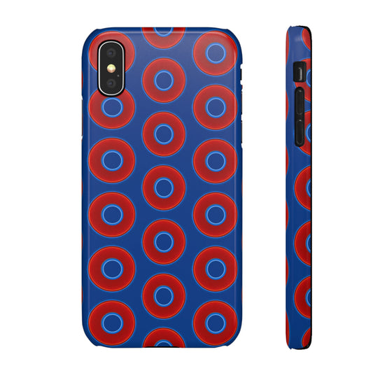 Lumpy Donut Snap Case - red vivid donut print w/dark blue background