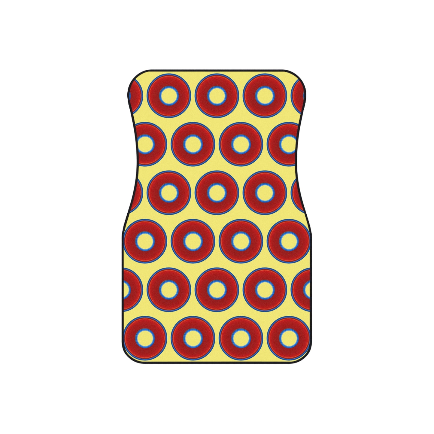 Contacted Car Mats - vivid donut print w/yellow background