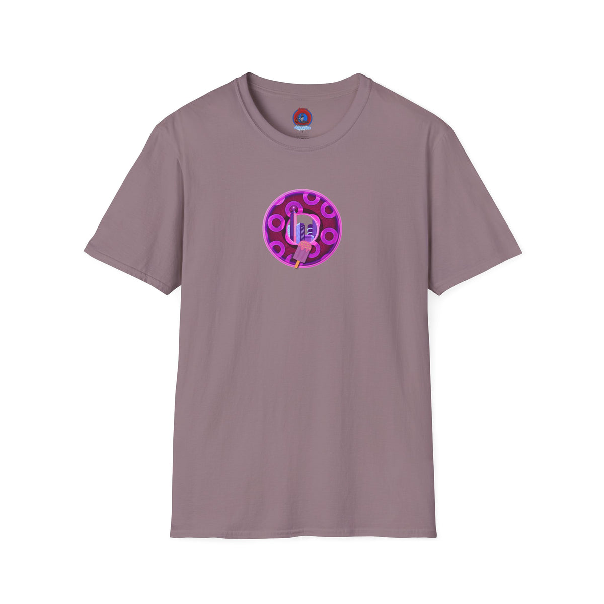 Classic Donut Tee - Unisex Soft-Style - "It's Ice Cream Popsicles - YEMSG Donut" - purple/magenta paradox donut - variant 2