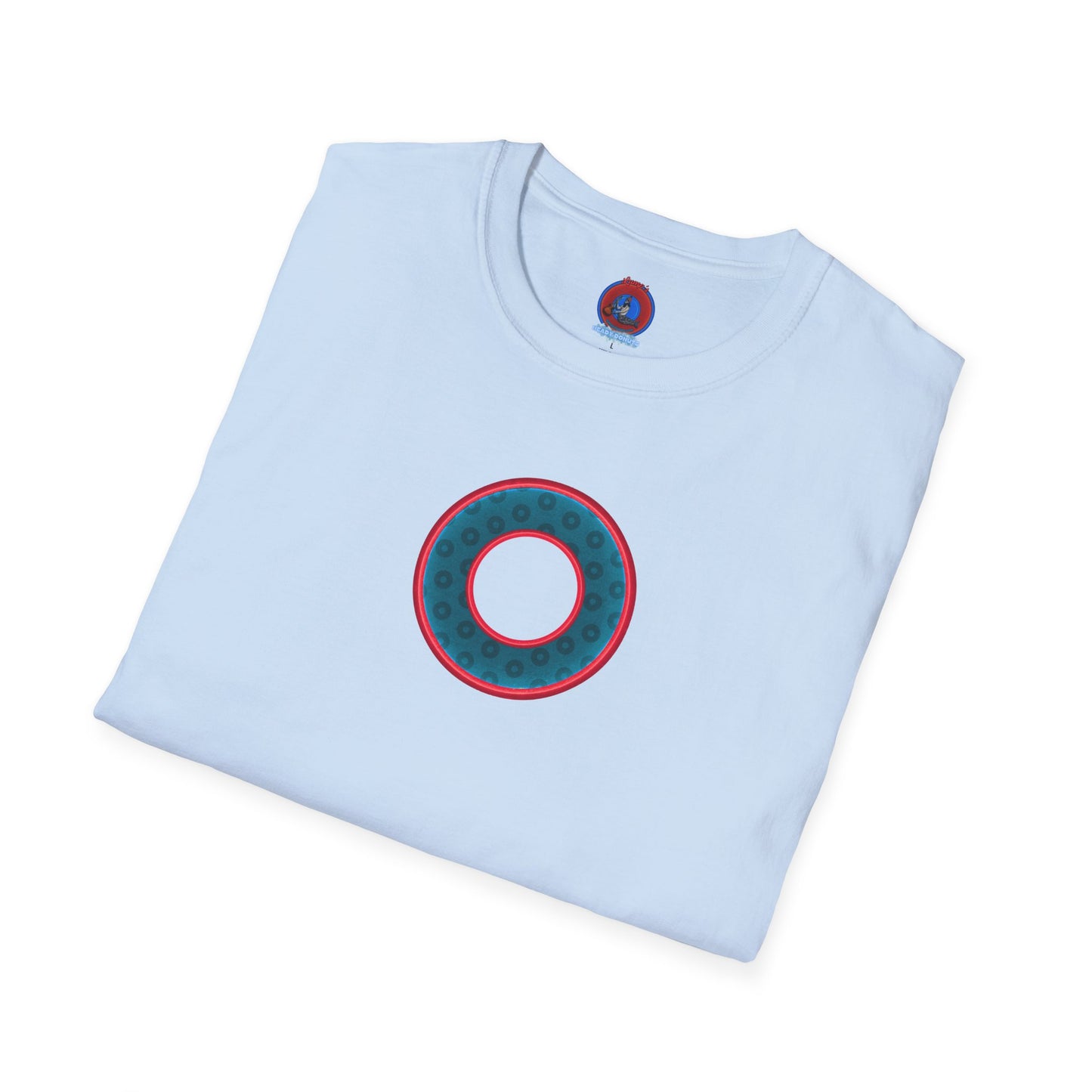 Plain Donuts/Unisex Soft-Style - "Plain Wide Mouthed Paradoxical Donuts" - dark aquamarine blue/red donuts