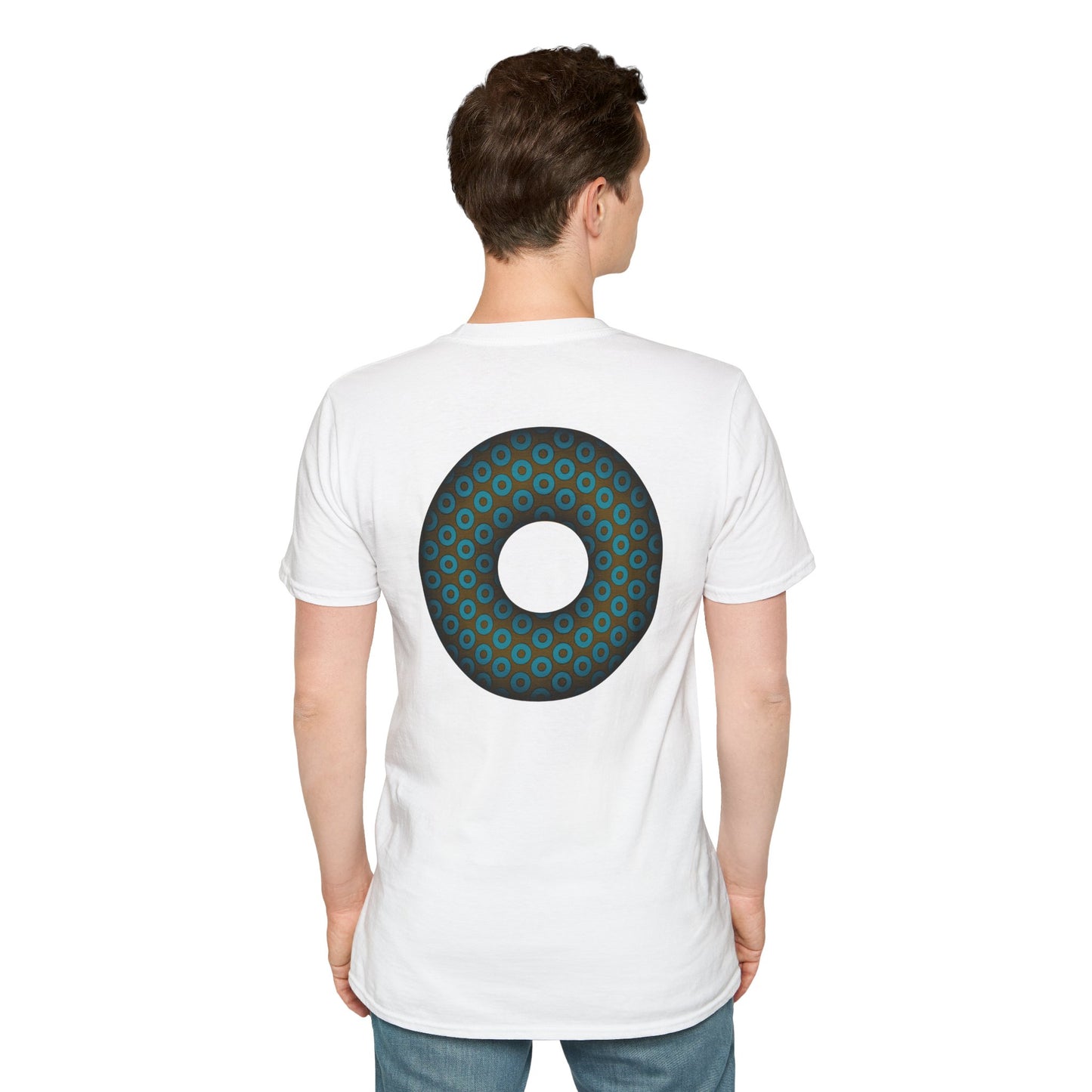 Plain Donuts/Unisex Soft-Style - "Plain Paradoxical Grided Donuts" - teal/brown donuts