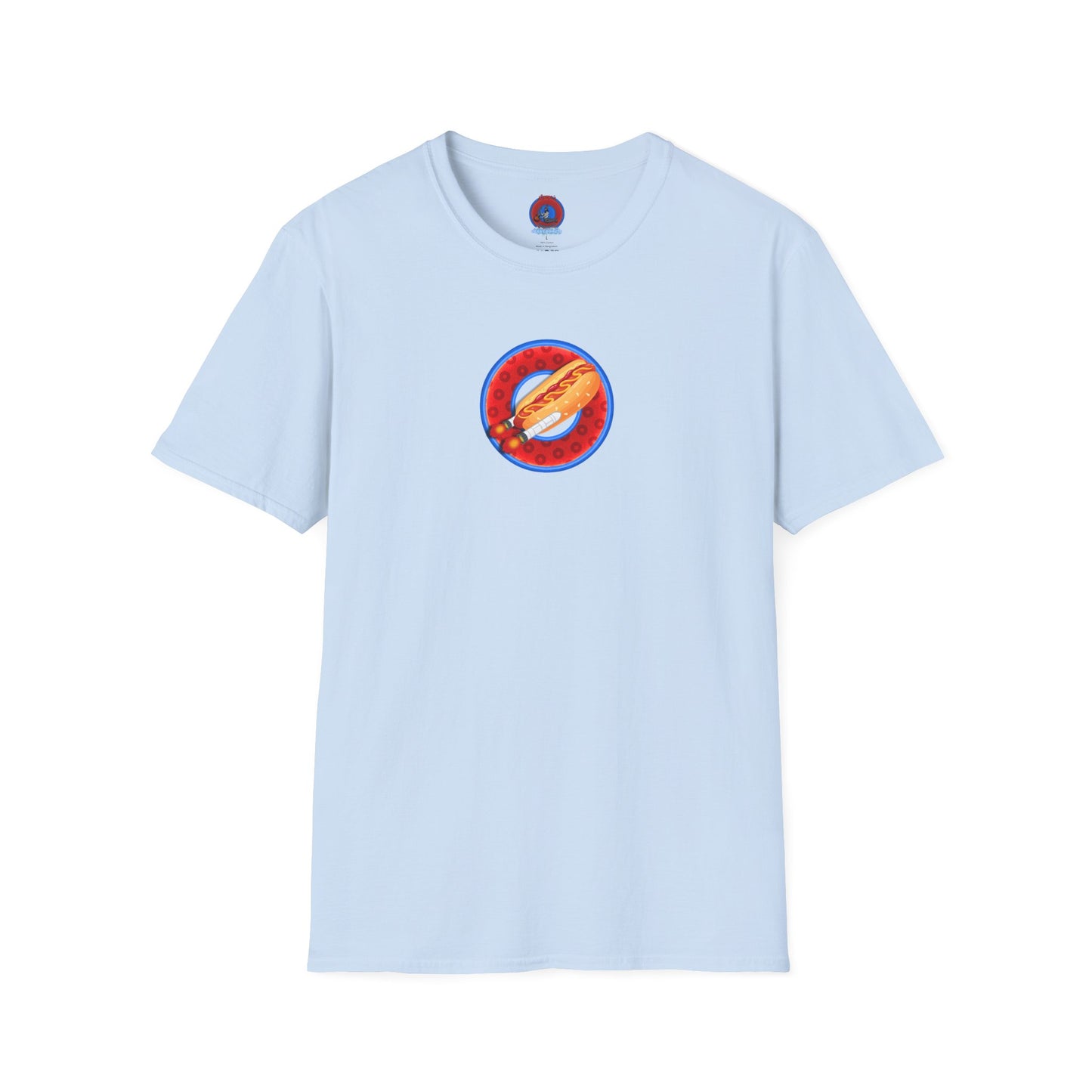 Classic Donut Tee - Unisex Soft-Style - "Viva Las Vegas Donut" -  red paradox donut w/raw dogger - variant 2