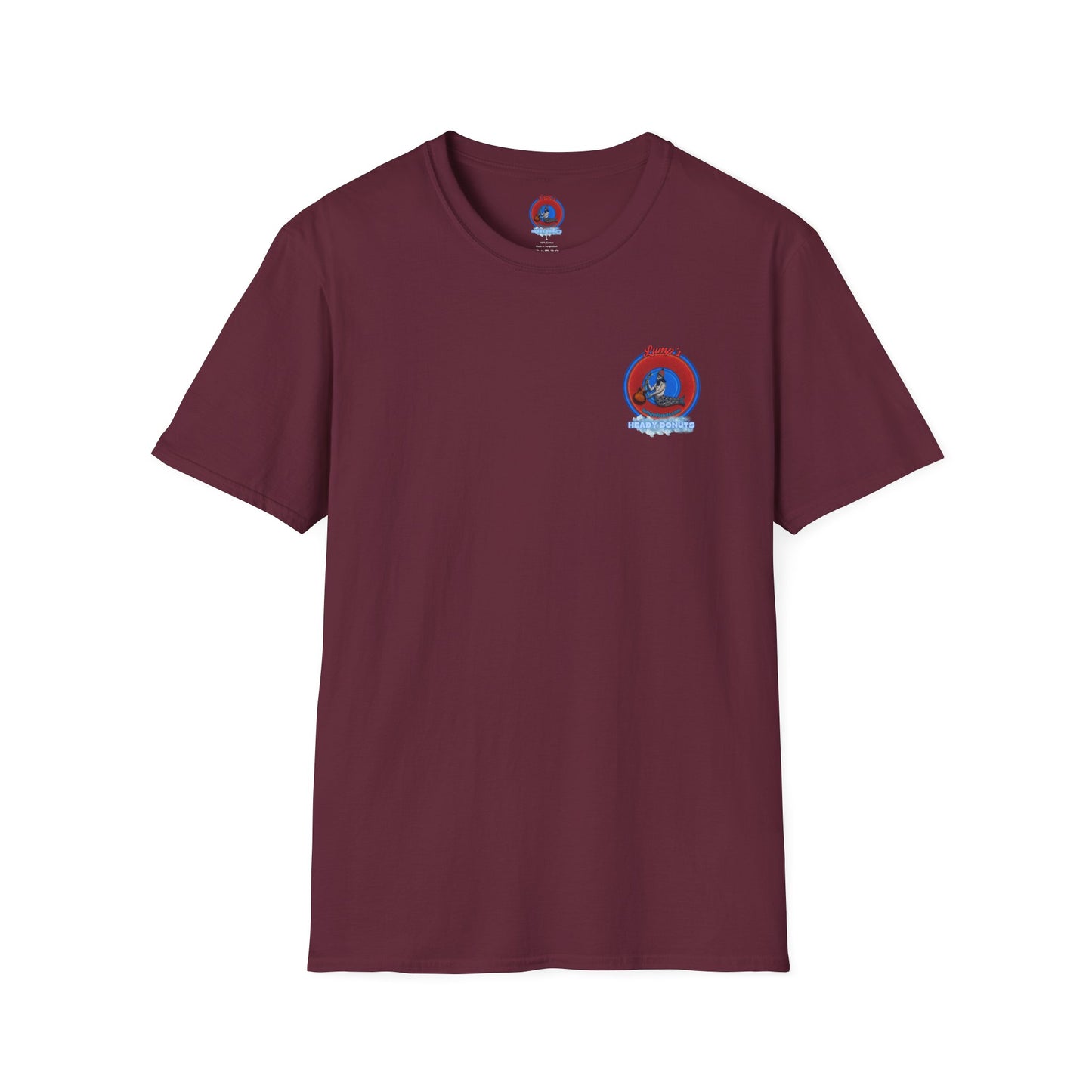 Classic Donut Tee - Unisex Soft-Style - "Lump's Heady Donuts Logo" - series 1.0  - red donut
