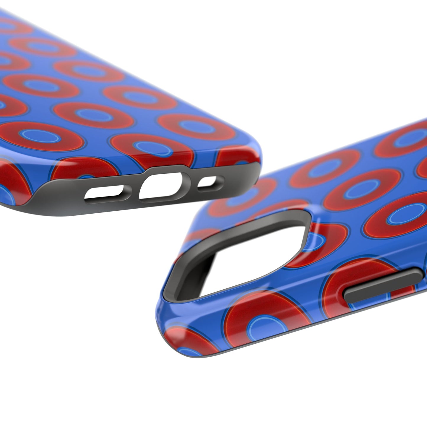 Impact-Resistant Lumpy Donut Case - red vivid donut print w/medium royal blue background