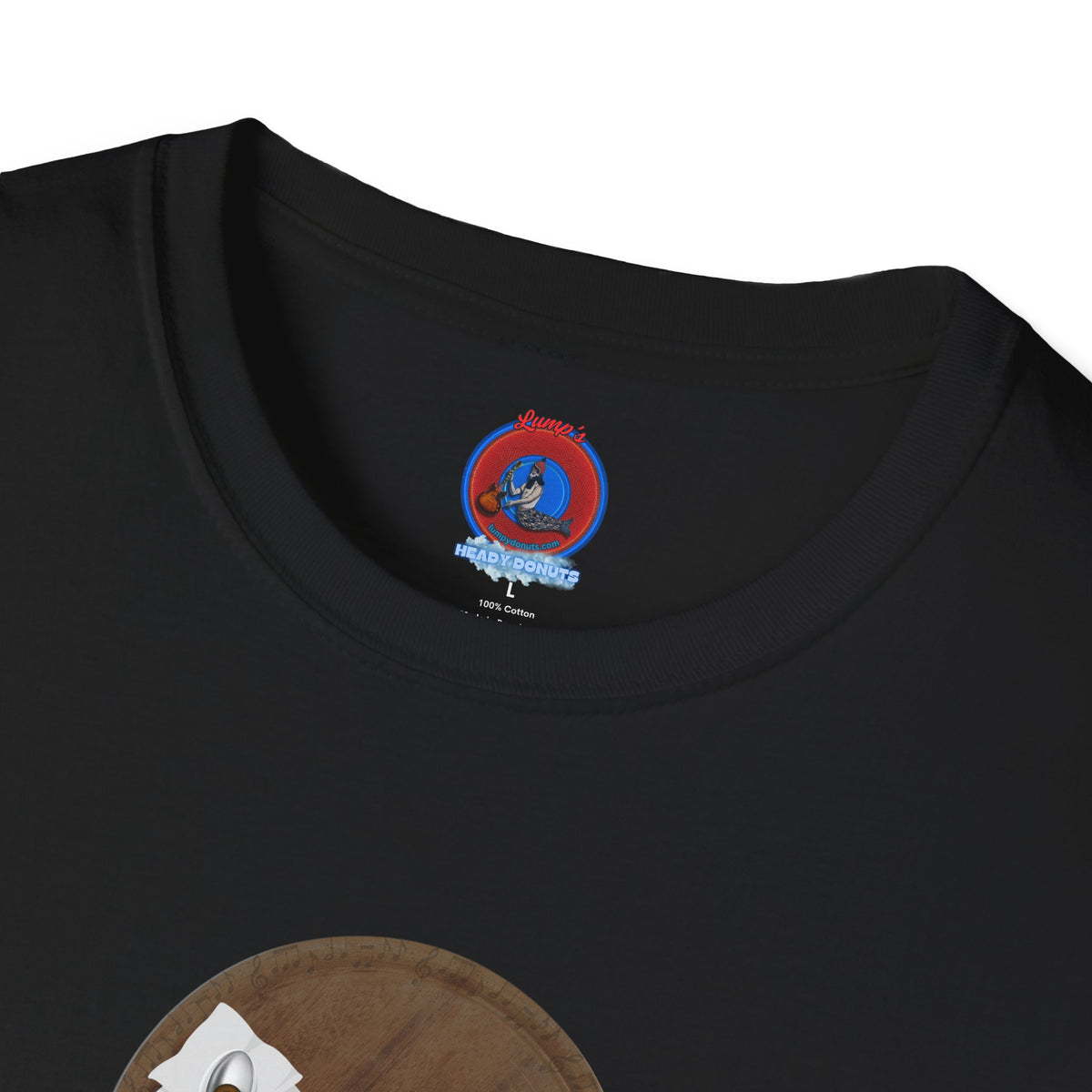 Classic Donut Tee - Unisex Soft-Style - "Coffee With My Donuts" - wooden table donut