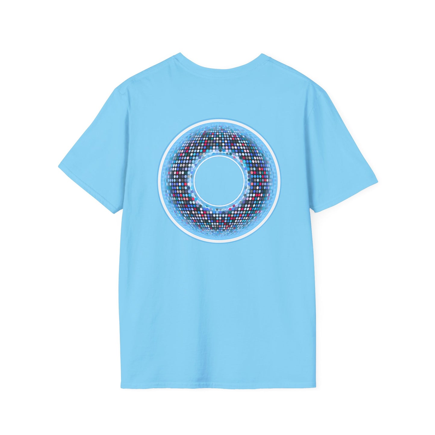 Classic Donut Tee - Unisex Soft-Style - "Microdot Donut" - light blue pixilated donut