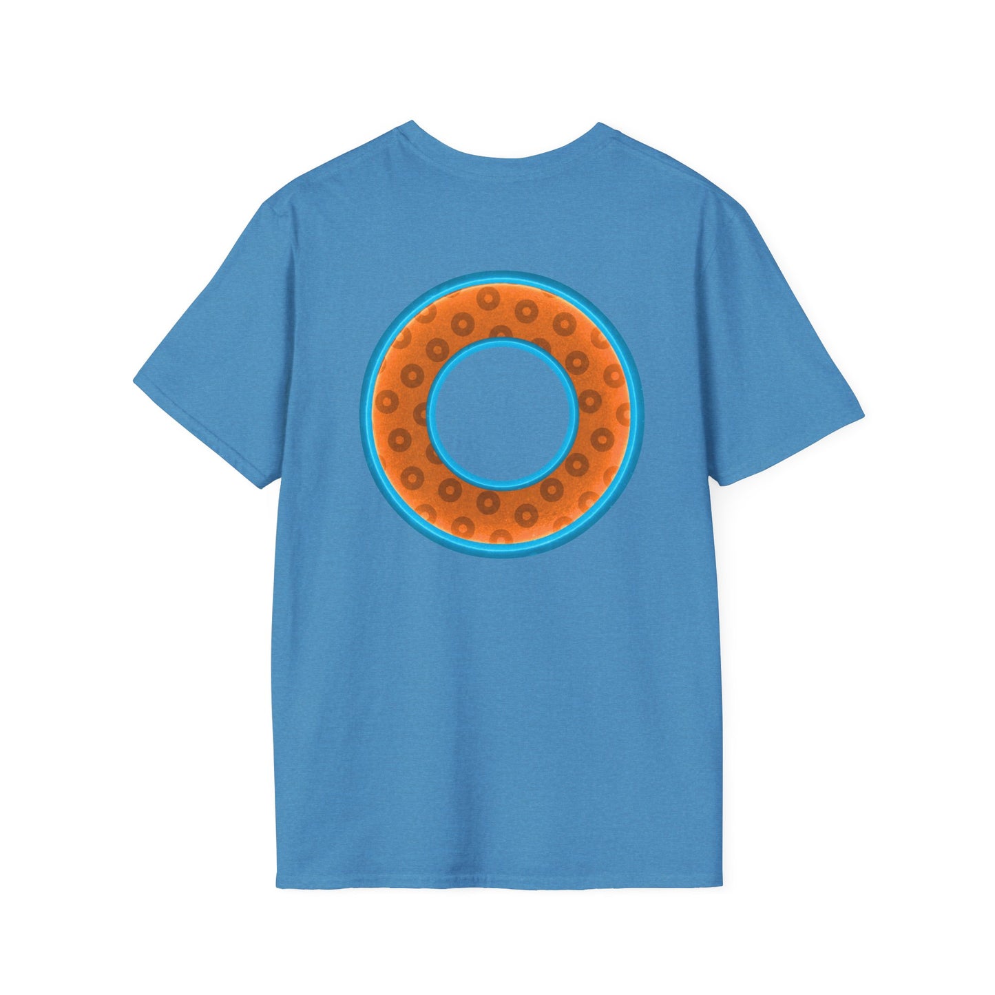 Plain Donuts/Unisex Soft-Style - "Plain Wide Mouthed Paradoxical Donuts" - orange/aquamarine blue donuts