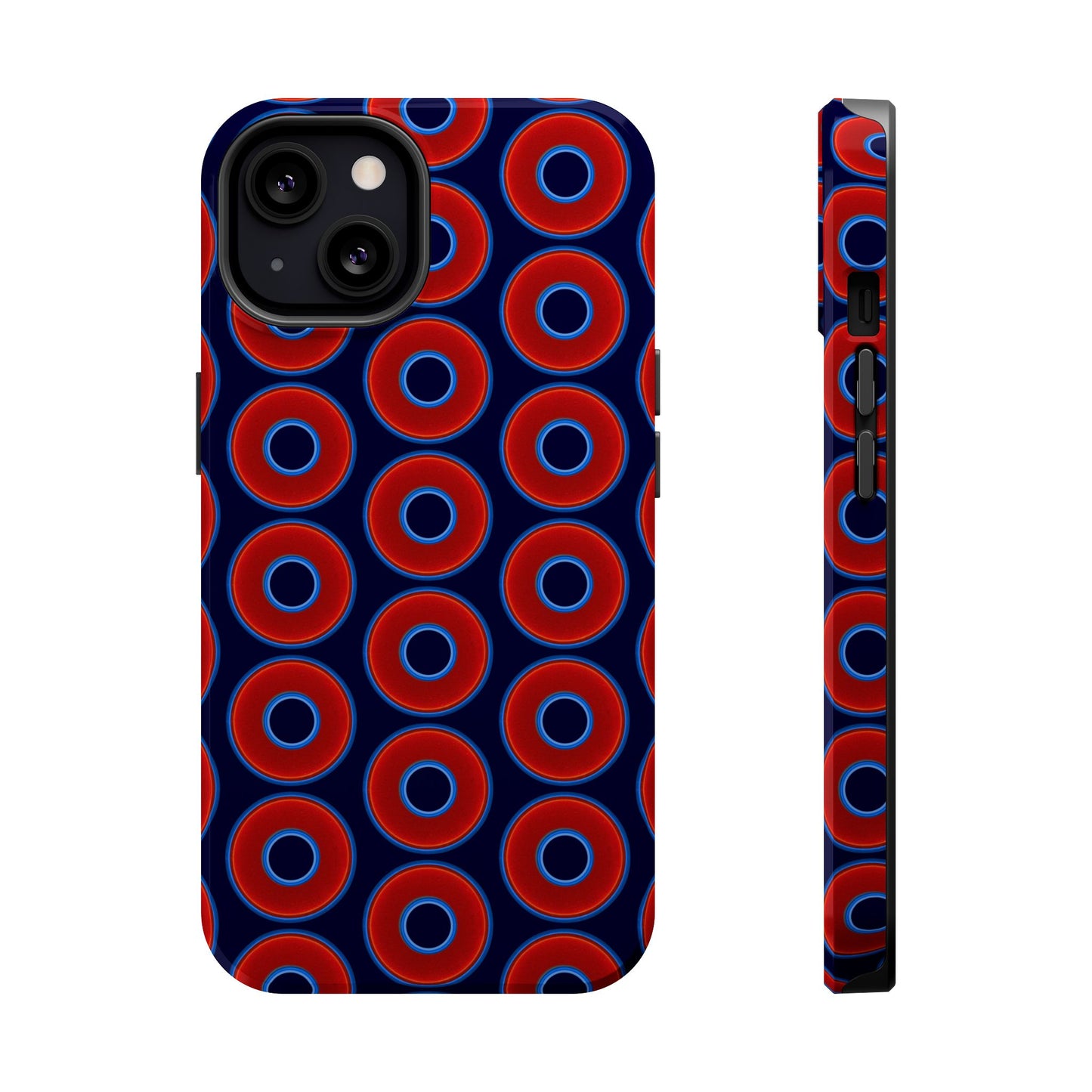 Magnetic Tough Donut Case - red vivid donut print w/midnight blue background