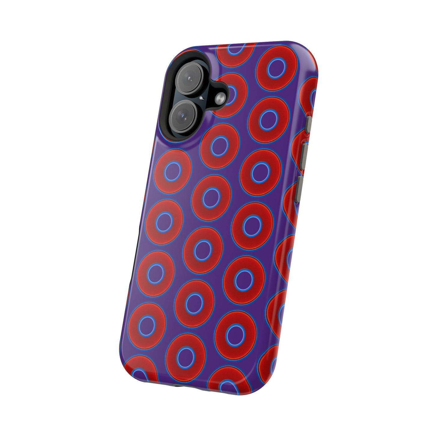 Magnetic Tough Donut Case - red vivid donut print w/purple background