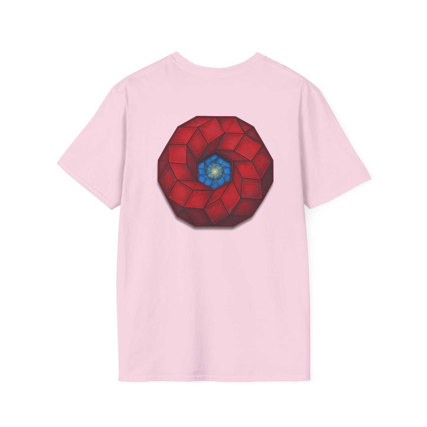 Classic Donut Tee - Unisex Soft-Style - "The 9th Donut" - rustic red/blue cubed donut - variant 1