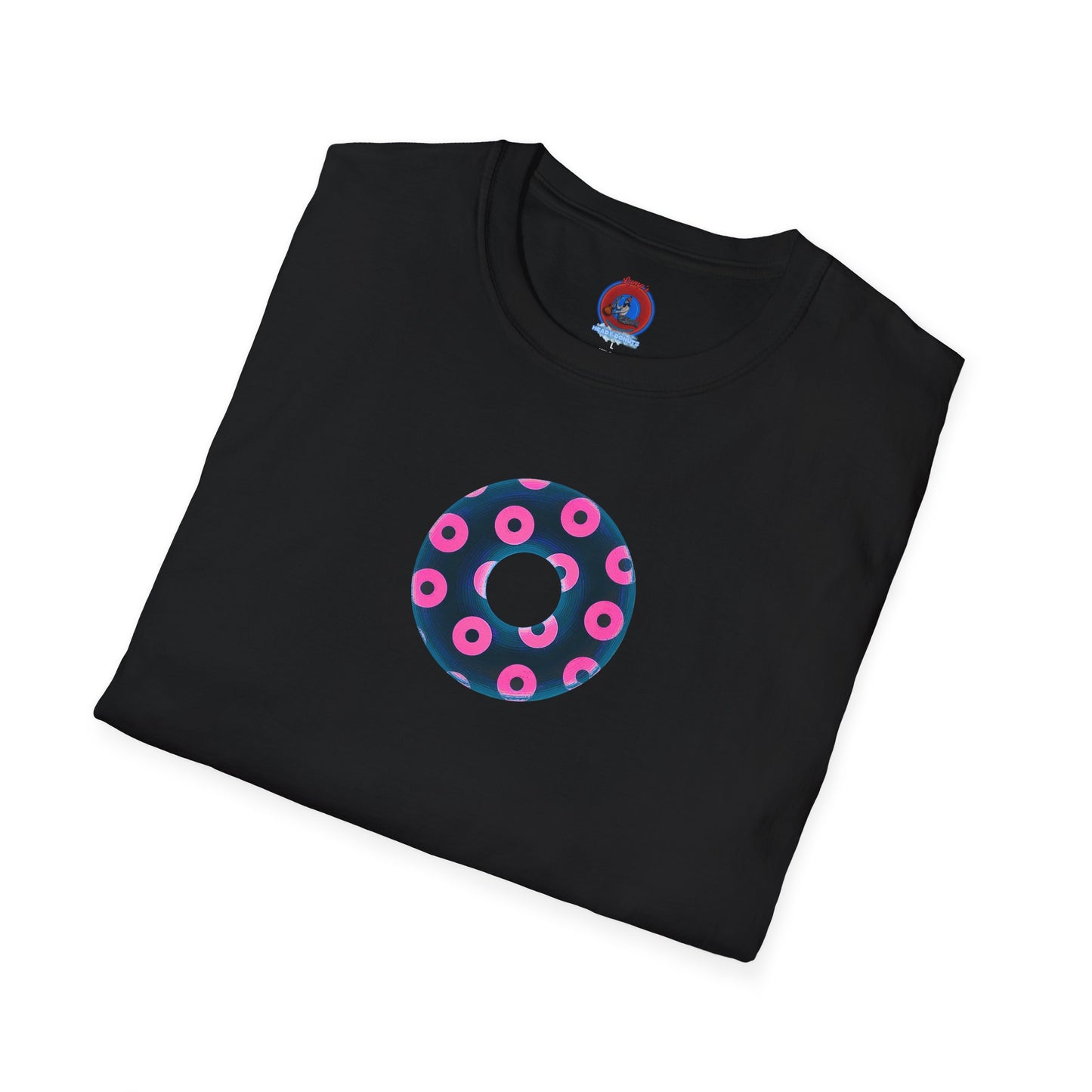 Copy of Plain Donuts/Unisex Soft-Style - "Plain Blimpy Paradoxical Donuts" - dark steel blue/vivid magenta donuts