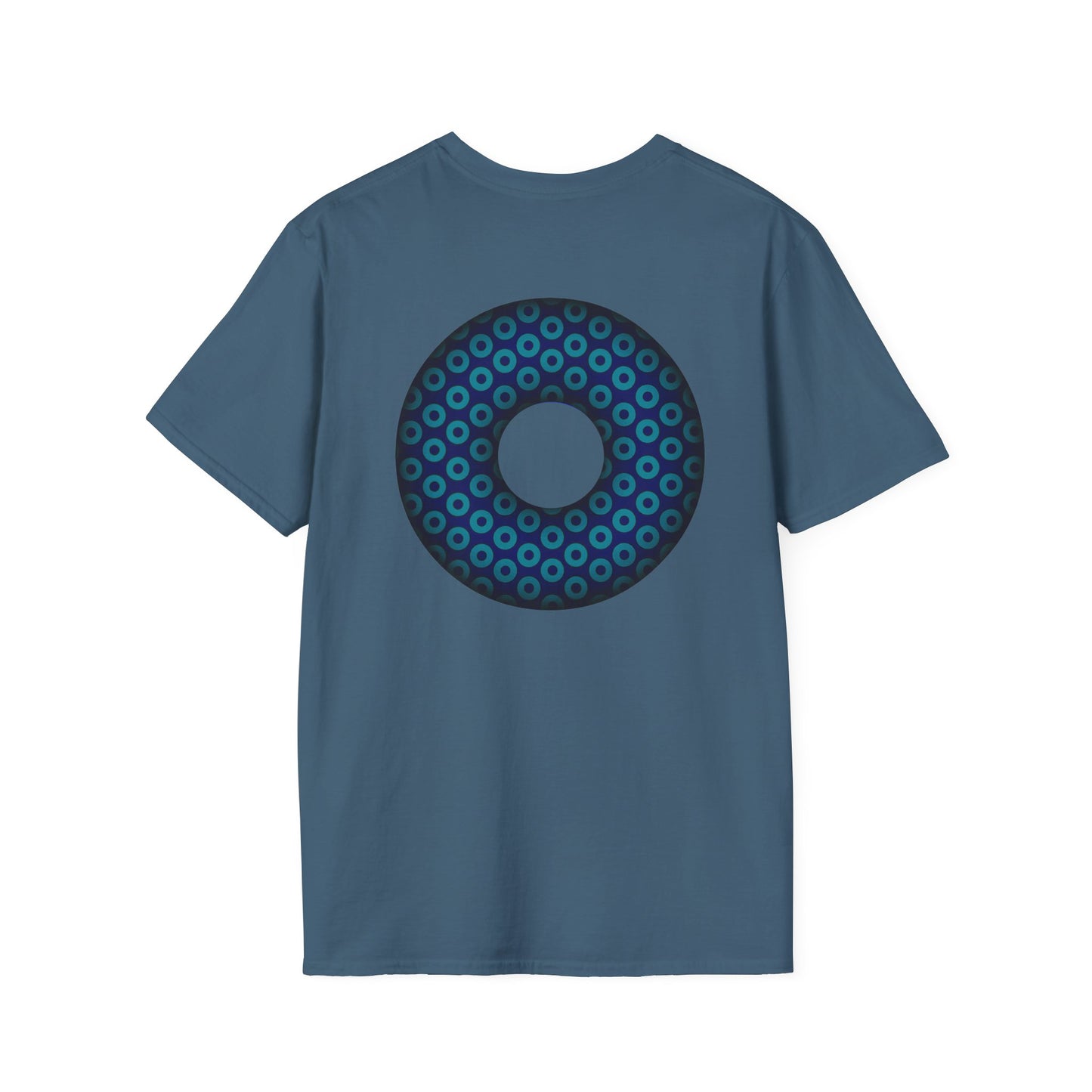 Plain Donuts/Unisex Soft-Style - "Plain Paradoxical Grided Donuts" - teal/dark blue donuts