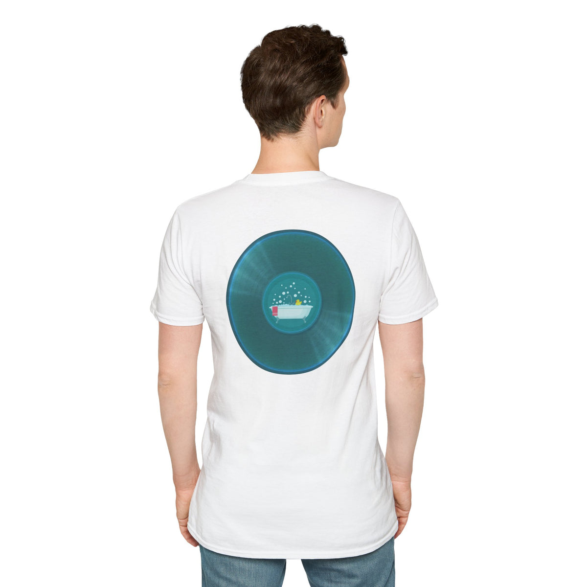 Classic Donut Tee - Unisex Soft-Style - "Bathtub Fun" - dark aquamarine donut