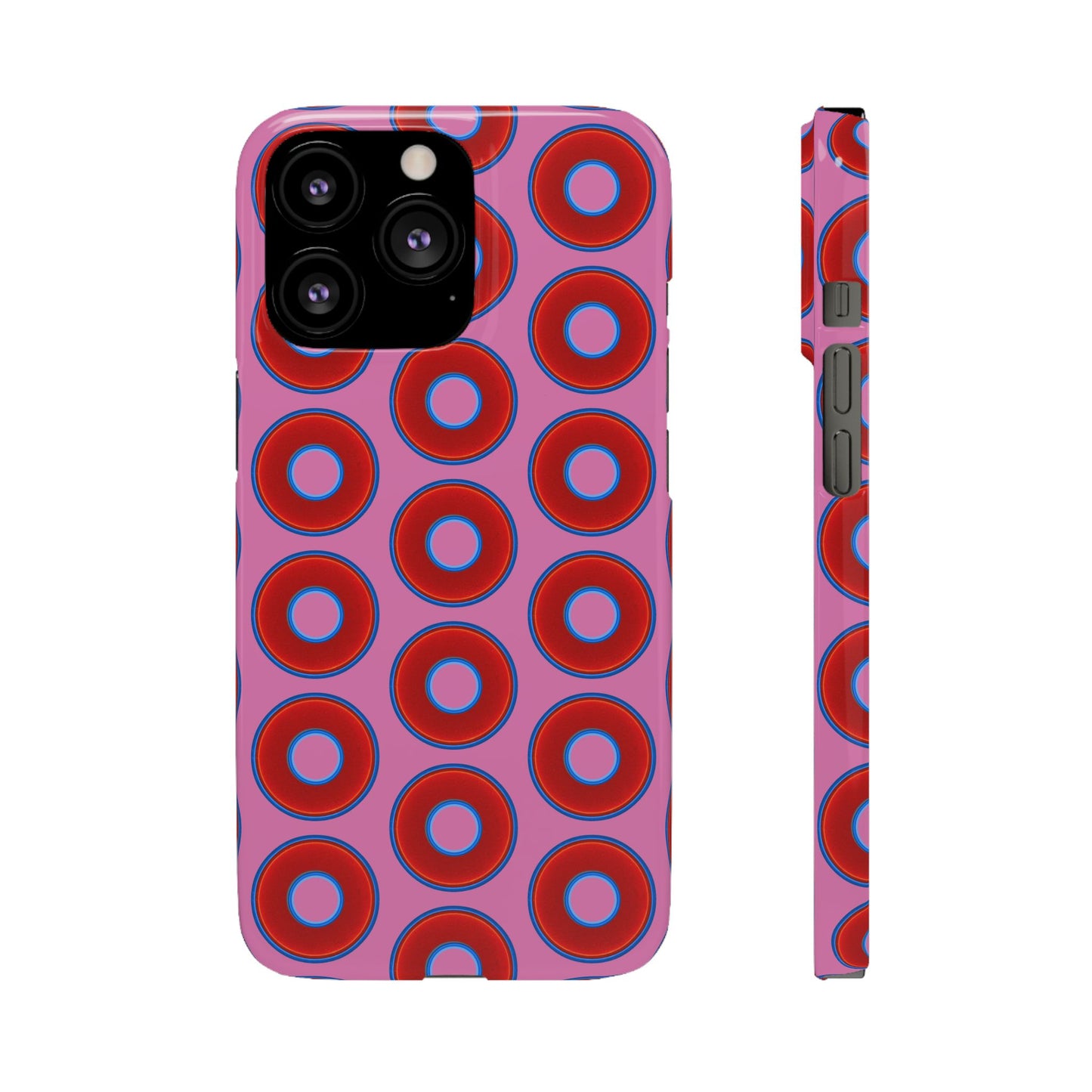 Lumpy Donut Snap Case - red vivid donut print w/light pink background