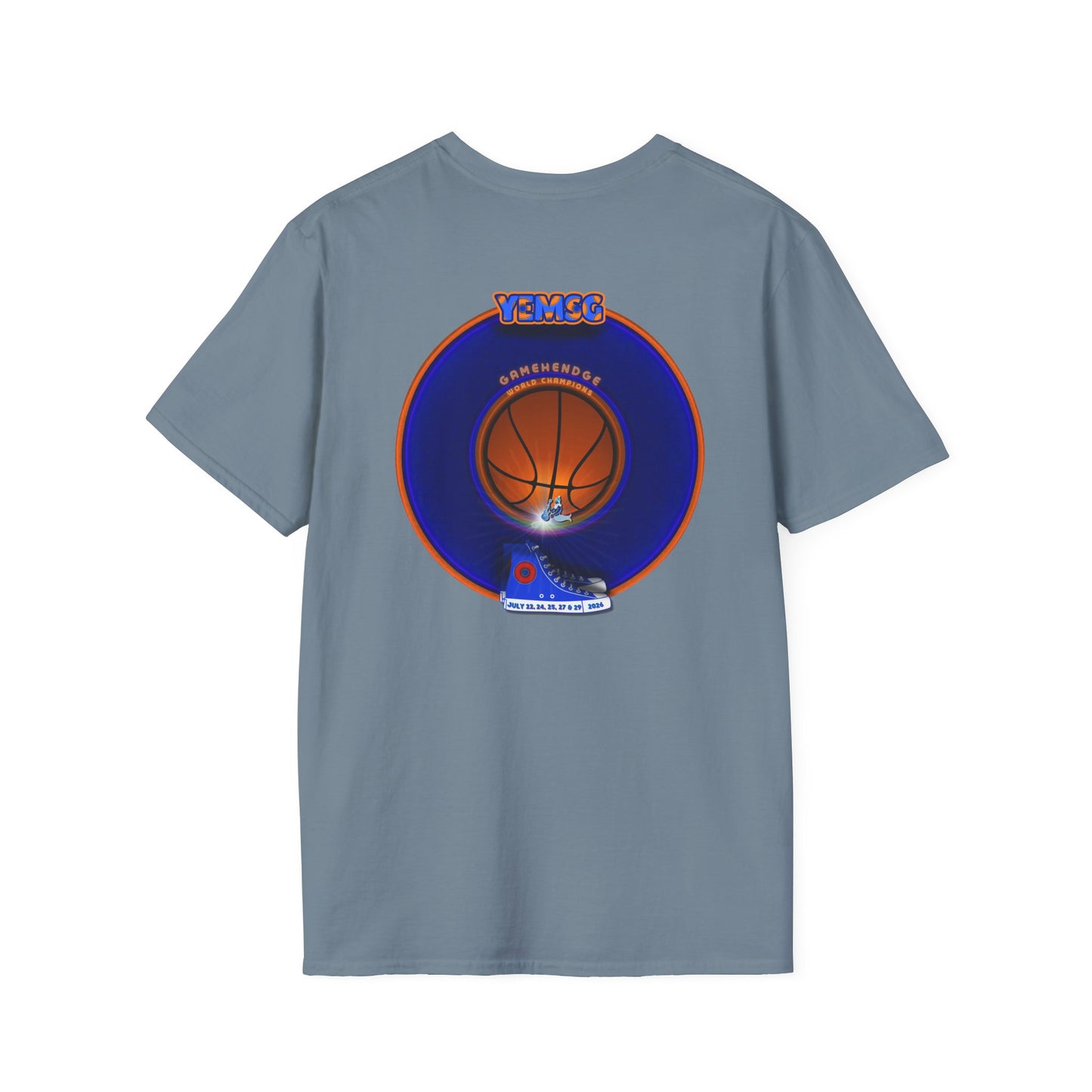 Classic Donut Tee - Unisex Soft-Style - "Diedrich Knickerbocker's Donut" - vivid blue/orange donut - variant 1