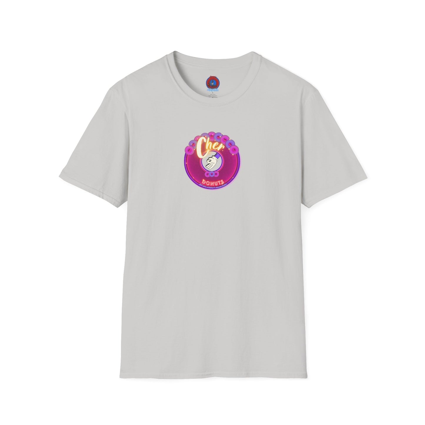 Classic Donut Tee - Unisex Soft-Style - "Chering is Caring Donut' - vivid magenta/purple donut