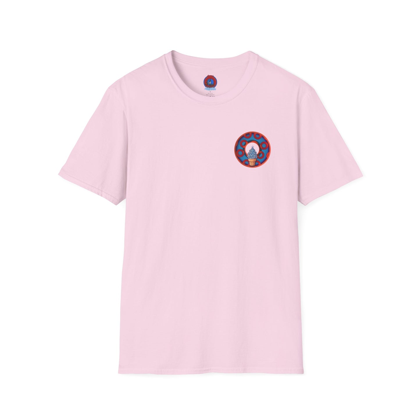 Classic Donut Tee - Unisex Soft-Style - "We All Scream It's ICE Cream" - blue/red rustic paradox donut