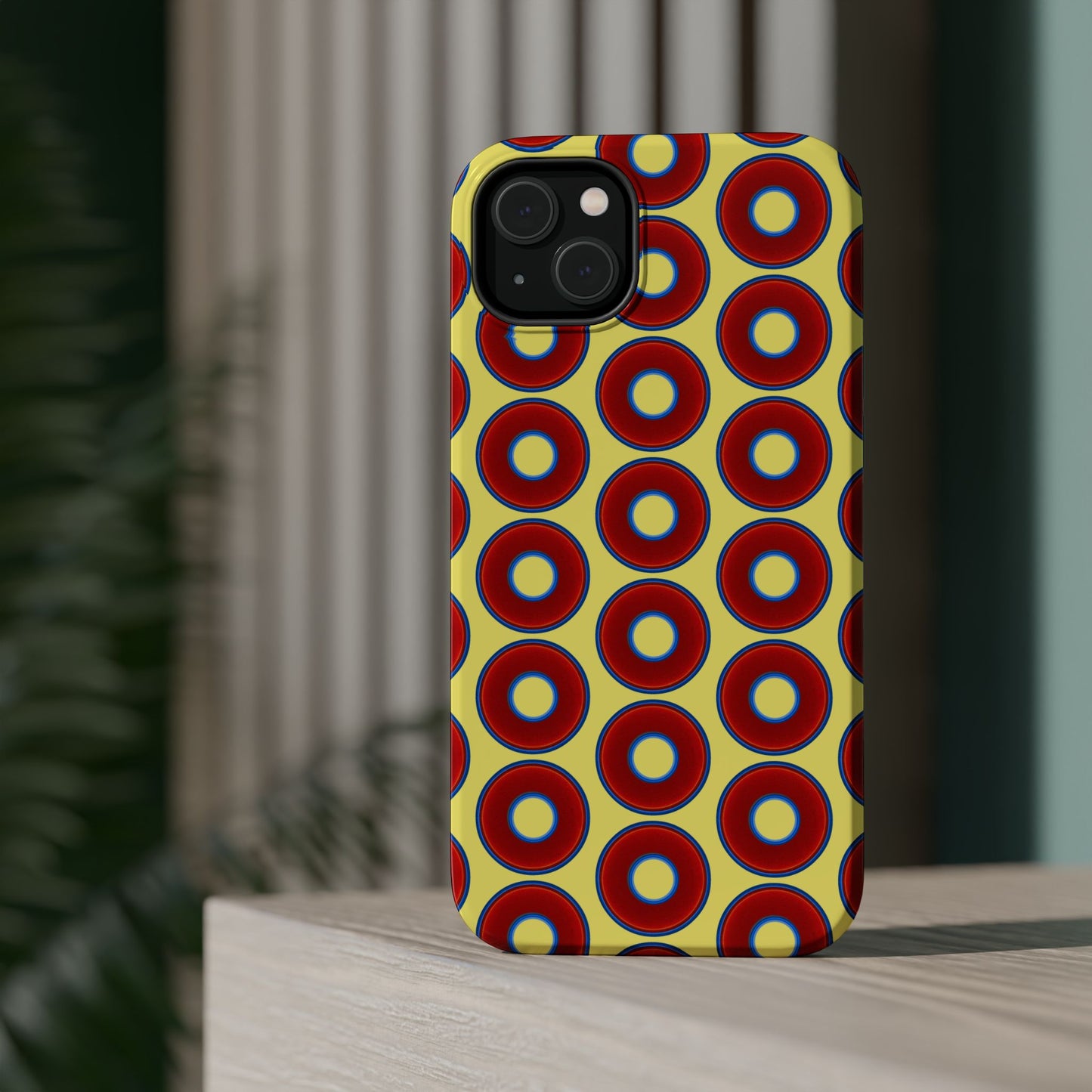 Magnetic Tough Donut Case - red vivid donut print w/yellow background
